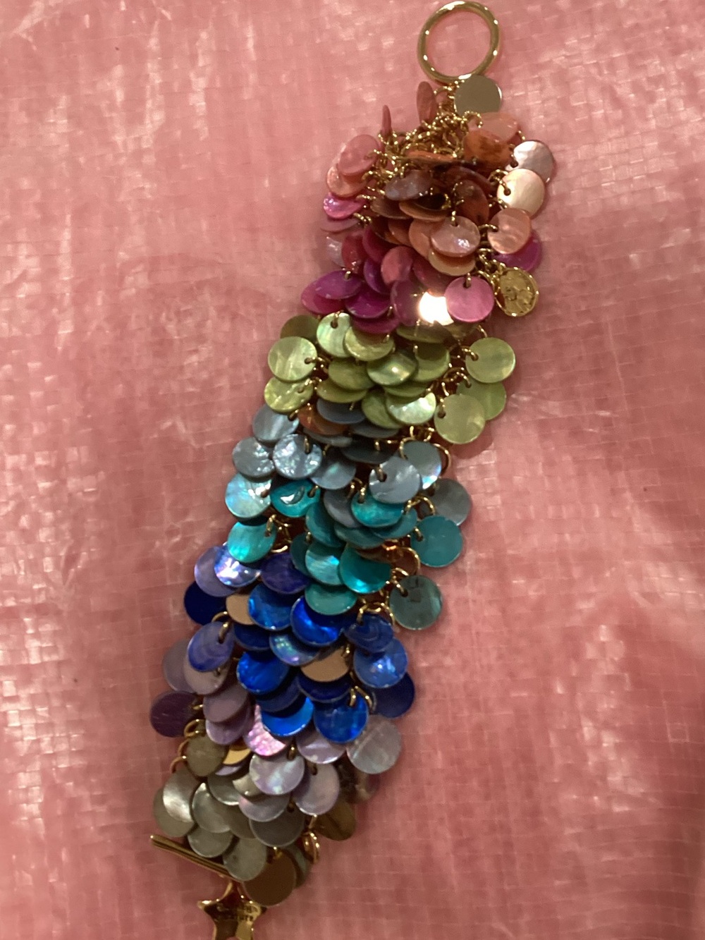 Kids Multicolor Sequin Charm Bracelet with Gold Accents